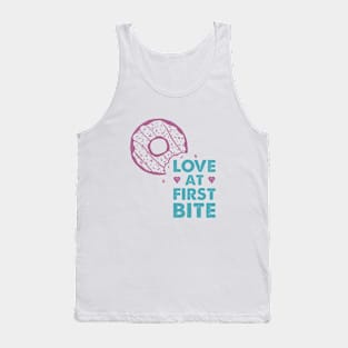 Hand Drawn Donut. Love At First Bite. Lettering. Tank Top